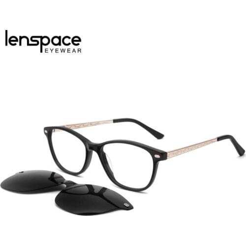 Lenspace Polarized Square Sunglasses Women Magnetic Clip On Female Glasses Acetate Accessories for Men Eyeglasses Frame Glases