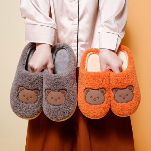 Women Winter Warm Cotton Slippers Men Home Shoes Simple Non-slip Indoor Slides Couple Floor Plush Slipper Female Shoes