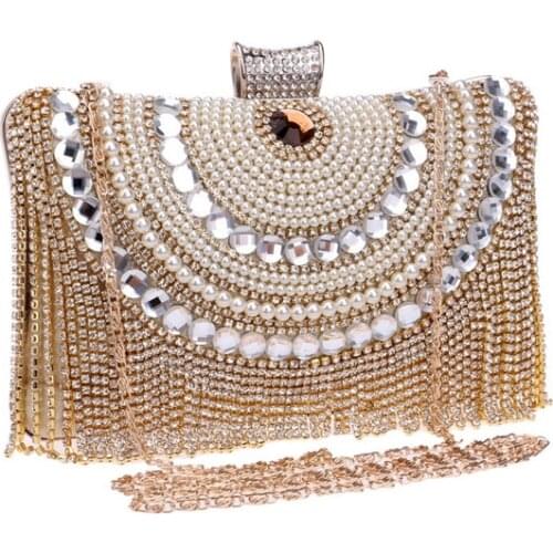 Evening bag womens new all-match handbag evening dress ladies luxury handbag crossbody flashing diamond bright tassels