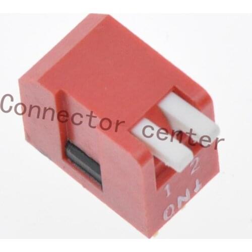 High quality DIP Switch Piano Type Side Actuation 2.54mm Pitch Gold plated 2position 4Pin Red DHL-02