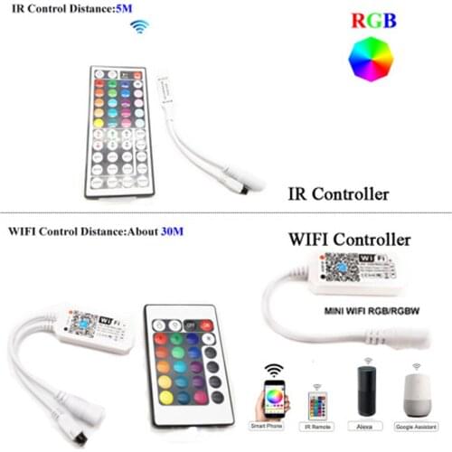 WIFI RGB RGBW LED Controller With IR Remote Control With Battery For DC 12V RGB 2835 5050 LED Strip Light LED Modules light