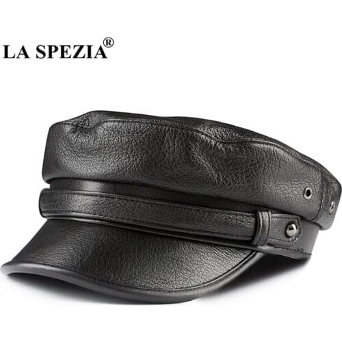 LA SPEZIA Newsboy Cap Women Genuine Leather Baker Boy Hat Real Sheepskin Ladies Beret Black High Quality Flat Cap