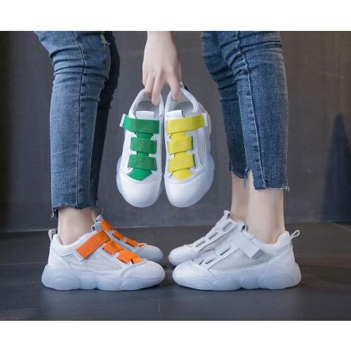Womens shoes new stylish and comfortable little white shoes color Velcro sneakers dad shoes