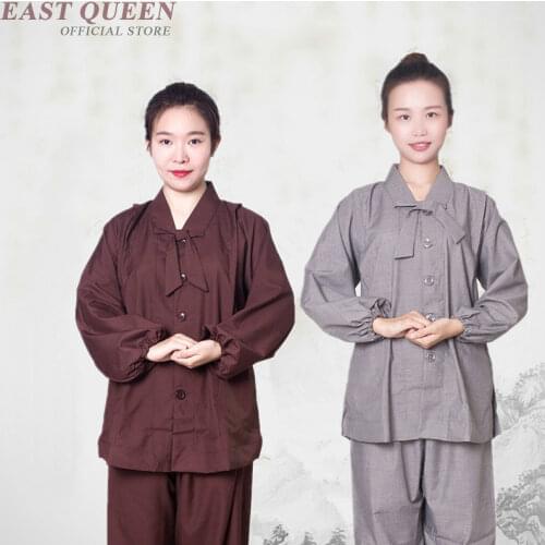 Buddhist monk robes clothing costume female women shaolin monk robes zen meditation clothing clothes KK2085 Y