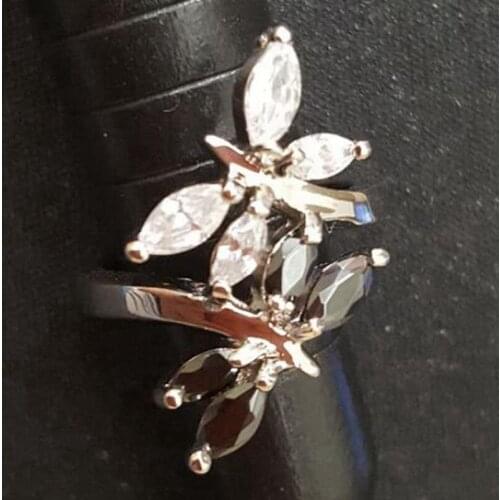 SHUNXUNZE boho Wedding rings Jewelry for women accessories dropshipping Blcak White Cubic Zirconia Rhodium Plated R179 size 6 9