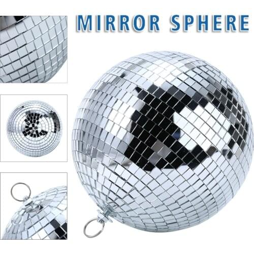 1pc 8 Inch 20cm Disco Mirror Glitter Ball Lightweight Silver Christmas Party Decor Colorful Stage Lighting Effect