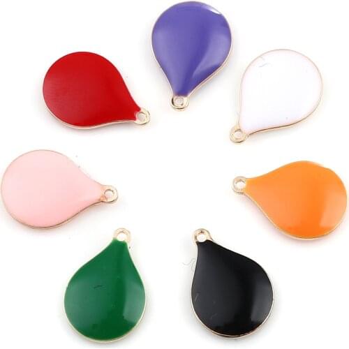 10 PCs Double Faced Enamel Wate Drop Charms Copper Enamelled Drop Sequins Pendants Gold Color For DIY Jewelry Making 13 x 9mm