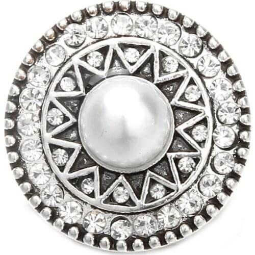 10pcs/lot New Gold Snap Button Jewelry Rhinestone Crystal Beads Flower Metal Snap Button for 18MM Snap Bracelet Love Jewelry