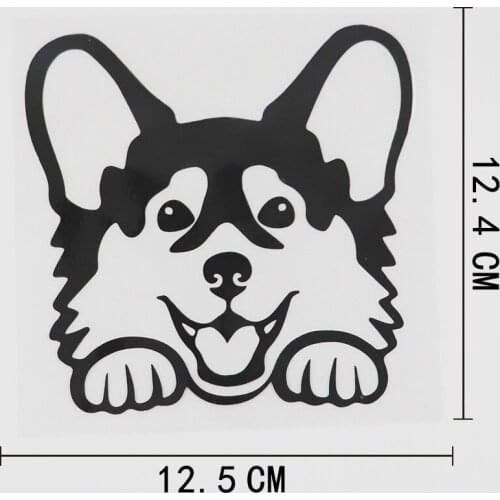12.5CMX12.4CM Lovely Peeking Corgi Decal Vinyl Car Sticker Black/Silver 8A-0605