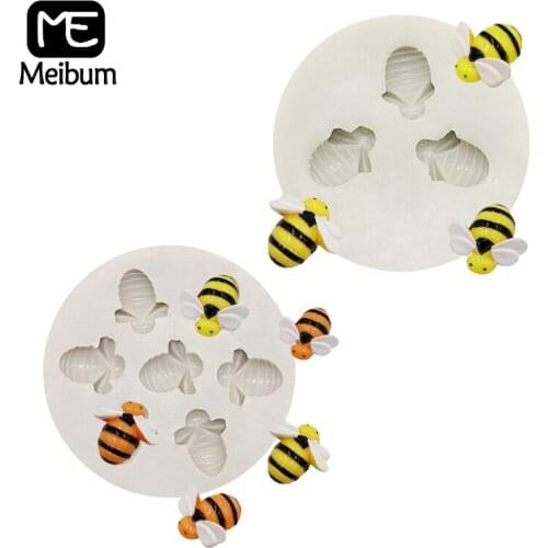Meibum 2 Types Bees Silicone Mold Sugarcraft Paste Decorating Moulds Fondant Cake Molds Clay Polymer Decor Baking Tools