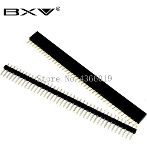 20pcs 10 pairs 40 Pin 1x40 Single Row Male and Female 2.54 Breakable Pin Header PCB JST Connector Strip for Arduino Black
