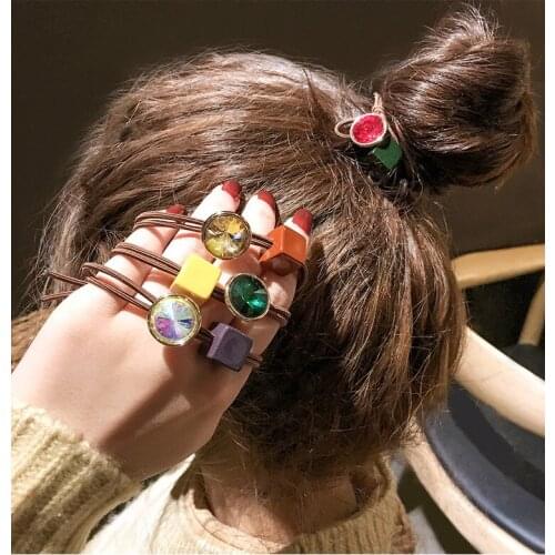 200pcs/lot DIY Simple Multi Square Drill Pearl Hair Band Bowknot Tie Knot Rubber Band Hair Styling Tools Accessories HA1336