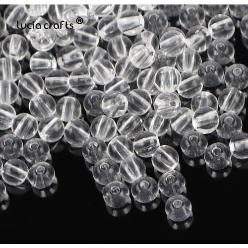 3/4/5/6/7/8/10mm 10g Clear Plastic Whith Hole Beads Round Loose Beads for Jewelry Making DIY Bracelet Accessories D01