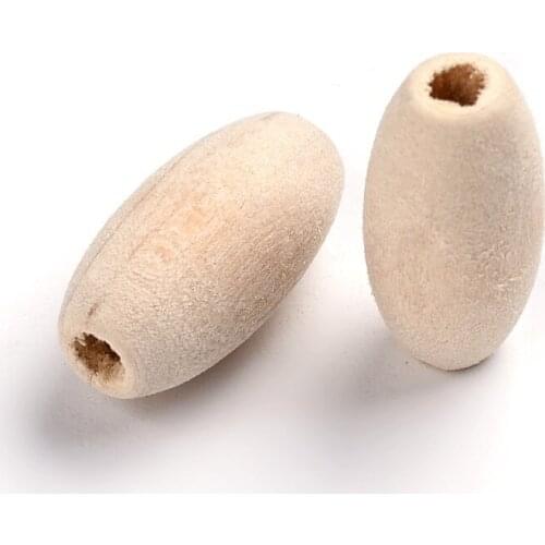500pcs Wood Beads, Lead Free, Oval, Moccasin, 20x10mm, Hole: 3mm
