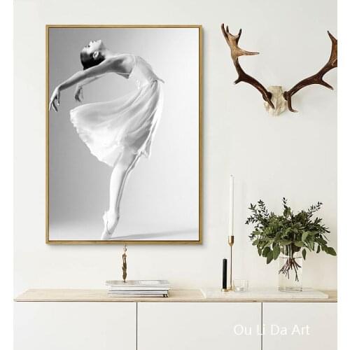 No frame modern dance ballet girl black white canvas printings oil paintings printed on canvas home wall art decoration picture