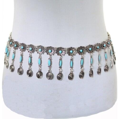 Sexy Turkish Color Sexy Carved Flower Belly Chains Boho Ethnic Tribal Festival Jewelry Dance Coin Belt Belly Body Chain Waist