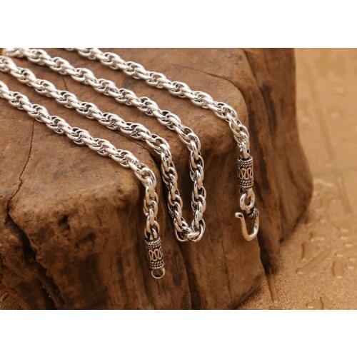 4mm Solid 925 Sterling Silver rope Necklace Chain Men Women Jewelry gift A5033
