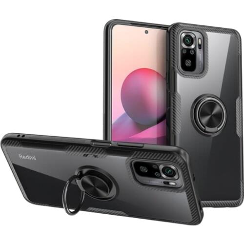 2021 New Coque For Xiaomi Redmi Note 10 Case Transparent Ring Holder Stand For Xiaomi Redmi note 10S Cover Shockproof Back On