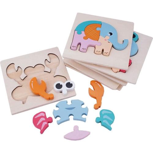 Cartoon Animal 3D Puzzles For Kids Wooden Toys Montessori Educational Toys For Children Wooden Puzzles Montessori Toys Baby