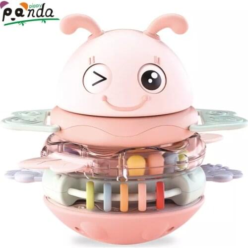 Baby Music Rattles Tumbler Roly-poly Teether For 0-12 Months Educational Stacked Game For Kids Bed Bell Newborn Montessori Toys