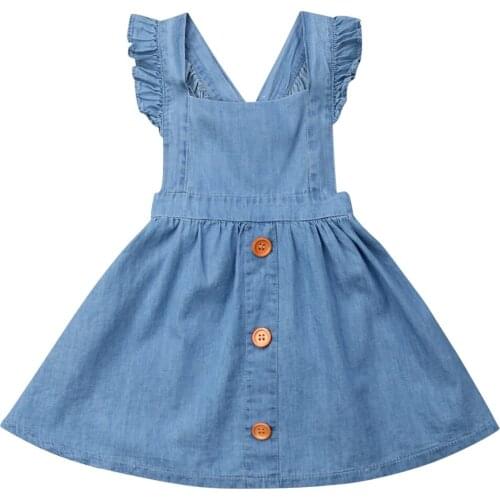Toddler Baby Girl Kid Casual Summer Sleeveless Solid Tutu Dress Backless Button Sundress Kids Dresses For Girls 1-6T