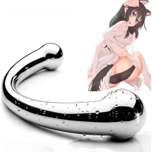 Stainless Steel Metal Double Butt Plug Dildo Anus Expansion G Spot Stimulator Anal Dilator Hook Sex Toy For Women Men