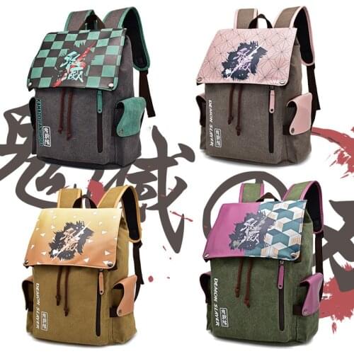 Demon Slayer backpack Anime Canvas Backpack female backpack boys girls Schoolbag Mens Travel rucksack Cosplay Accessories