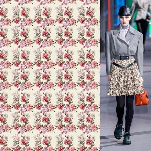 Customized European and American brand female clothing dress shirt suit imitation cotton imitation silk digital printing fabric