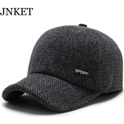 JNKET Men Baseball Cap Warm Earflap Baseball Hats Winter Cap Adjustable Snapbacks Hats Sports Cap Gorras Baseball Casquette