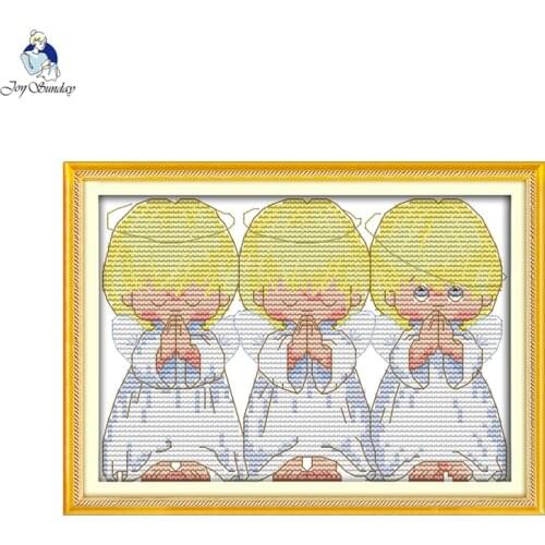 The Pray Little Angels Paintings Aida Canvas Counted 14CT 11CT Pattern Printed on Canvas Cross Stitch kits Needlework Embroidery