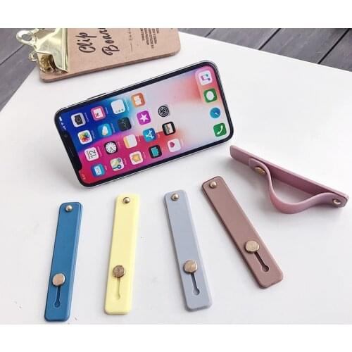 Candy Color Finger Ring Holder Silicon Phone Hand Band Holder For iPhone Wristband Strap Push Pull Grip Stand Bracket Wholesale