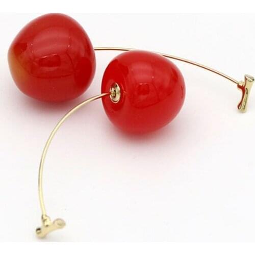 Korean Creative Cute Red Cherry Fruit Earrings for Women Statement Ear Jewelry Gifts