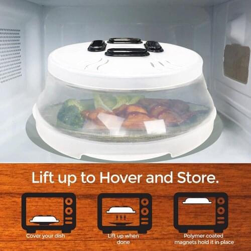 Magnetic Microwave Plate Cover Splatter Guard with Steam Vents and Strong Magnets. Microwave Cover. Keeps Microwave Oven Clean