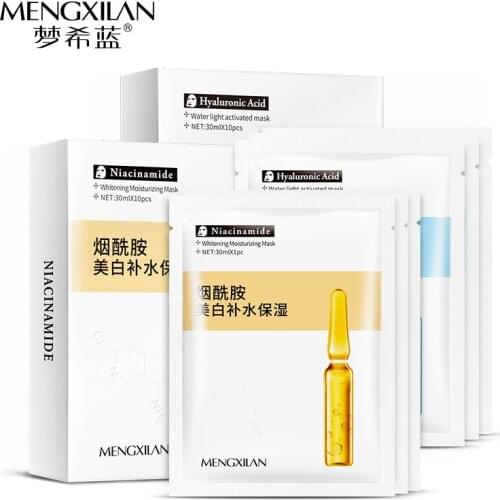 MENGXILAN Hyaluronic acid Facial Mask Moisturizing Hydrating Skin Care Oil Control Shrink Pore Anti aging Anti wrinkle