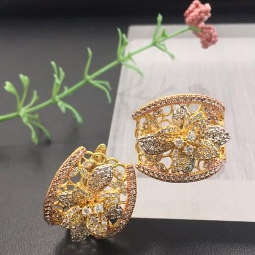 Lanyika Fashion Jewelry Distinctive Delicate Hollow Flower Earrings Full Micro inlay Micro Plated Banquet Popular Best Gift