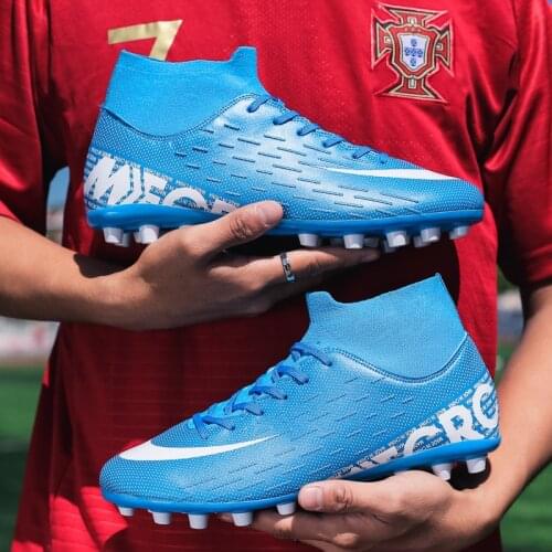 Sneaker Men Unisex Soccer Football Shoes Long Spikes Tf Ankle Football Boots Outdoor Grass Cleats Football Shoes Chuteira Futebo