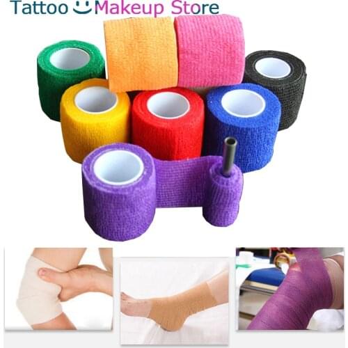 5Pcs Non-woven Tattoo Bandage Kit Elbow Leg Hand Protection Tool Strong Self-adhesive Tattoo Accessories Flexible Bandage Roll