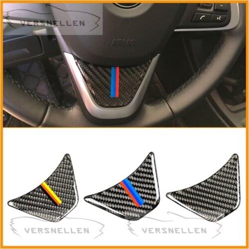 Carbon Fiber Steering Wheel Stickers M stripe Emblem Stickers For BMW X1 E84 2016 2017 2 Gran tourer Interior Car Styling