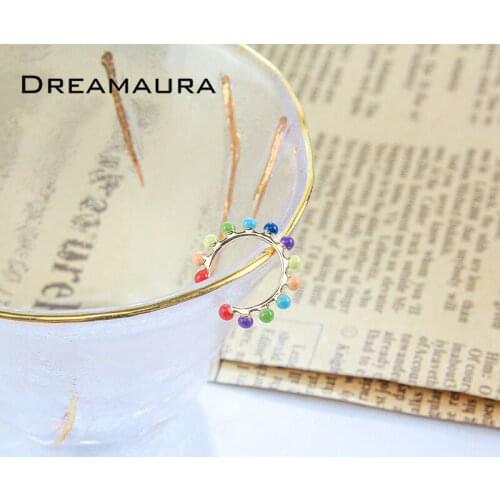 2021 New Hot Selling Iridescence Style Cute Girl Colorful Ball Earrings For Women Hoop Jewelry