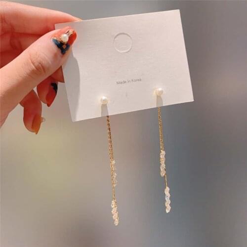 ZDMXJL 2021 New Arrive Trend Womens Earrings Fine Pearl Zircon Tassels Earrings For Women Girl Party Jewelry Gift Drop-shipping