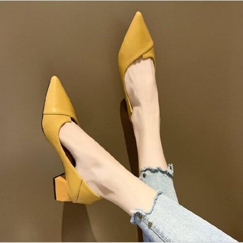 Spring new high heels womens thick heels pointed commuter womens shoes all in one sexy wedges heels fashion women summer shoes