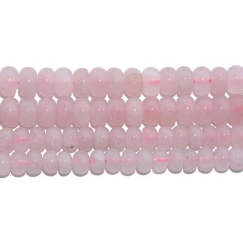 Wholesale 6 8 MM Natural Stone Rose Pink Quartz Crystals Spacer Rondelle Beads For Jewelry Making DIY Bracelet Necklace Material