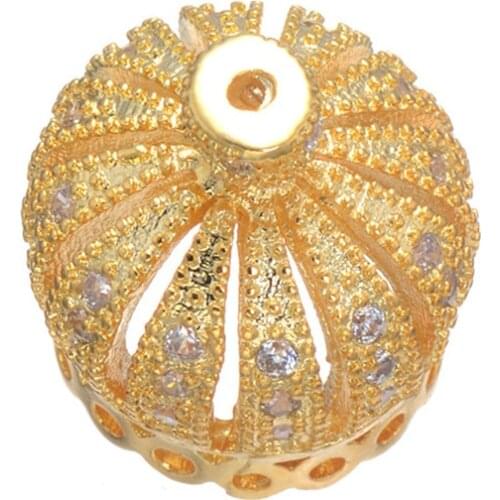 Supplies For Jewelry Wholesale Micro Pave Bead Zircon 13*13mm Crown Tassel Caps Beads DIY Tassels Earrings Accessories Findings