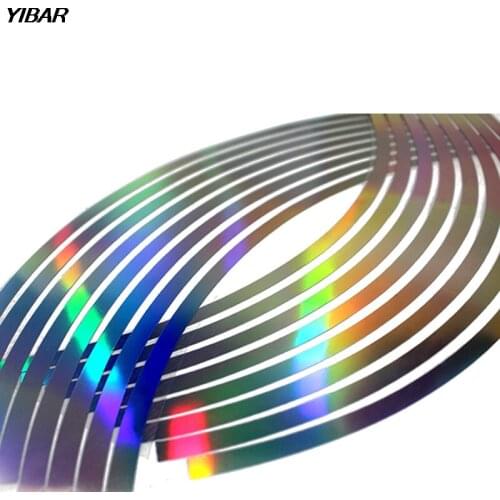 PVC 14/18 Inches Laser Motorcycle Sticke Rwheel Rim Tape For Motorcycle And Car Reflective 16 Stripes Wheel Sticker