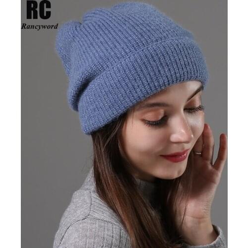 [Rancyword] Knitted Beanie Hat for Women Autumn Winter High Quality Soft Warm Skullies Hats Girls Knitted Hats bonnet RC2069