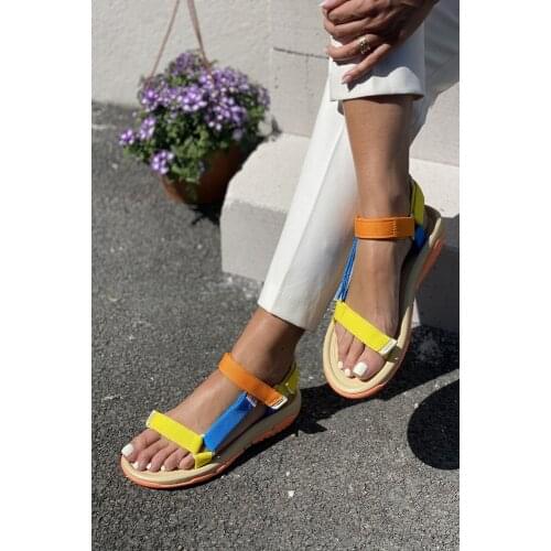 Summer fashion women sandals beach casual Women platform Peep Toe shoes slingback Lady mixed colors buckle sandals