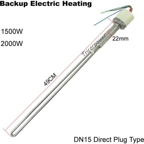 Solar Heater for Solar Water Tank Backup Power 2000W/3000W 220V Electric Heating Pipe Rod DN15 Direct-plug Type