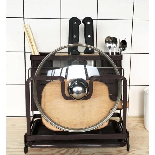 Japanese iron chopping board rack, knife rack, chopsticks rack, kitchen shelf, tabletop kitchen utensils, pot cover