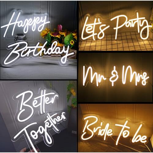 Custom Neon 22''x 16'' Happy Birthday Led Light Party Flex Transparent Acrylic Oh Baby Neon Light Sign Wedding Party Decoration