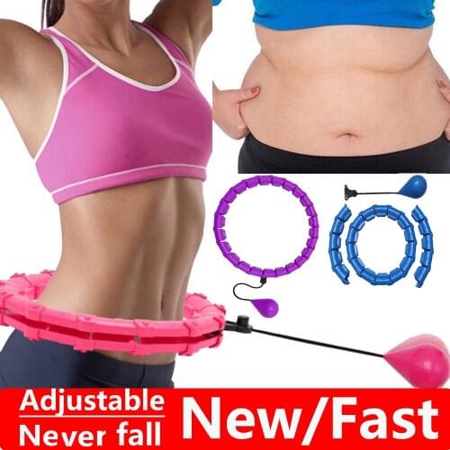 Smart Weighted Sport Hoop Weight Loss Massager Abdomen Thin Waist Fitness Ring with 24 Detachable Knots Adjustable Weight Ball
